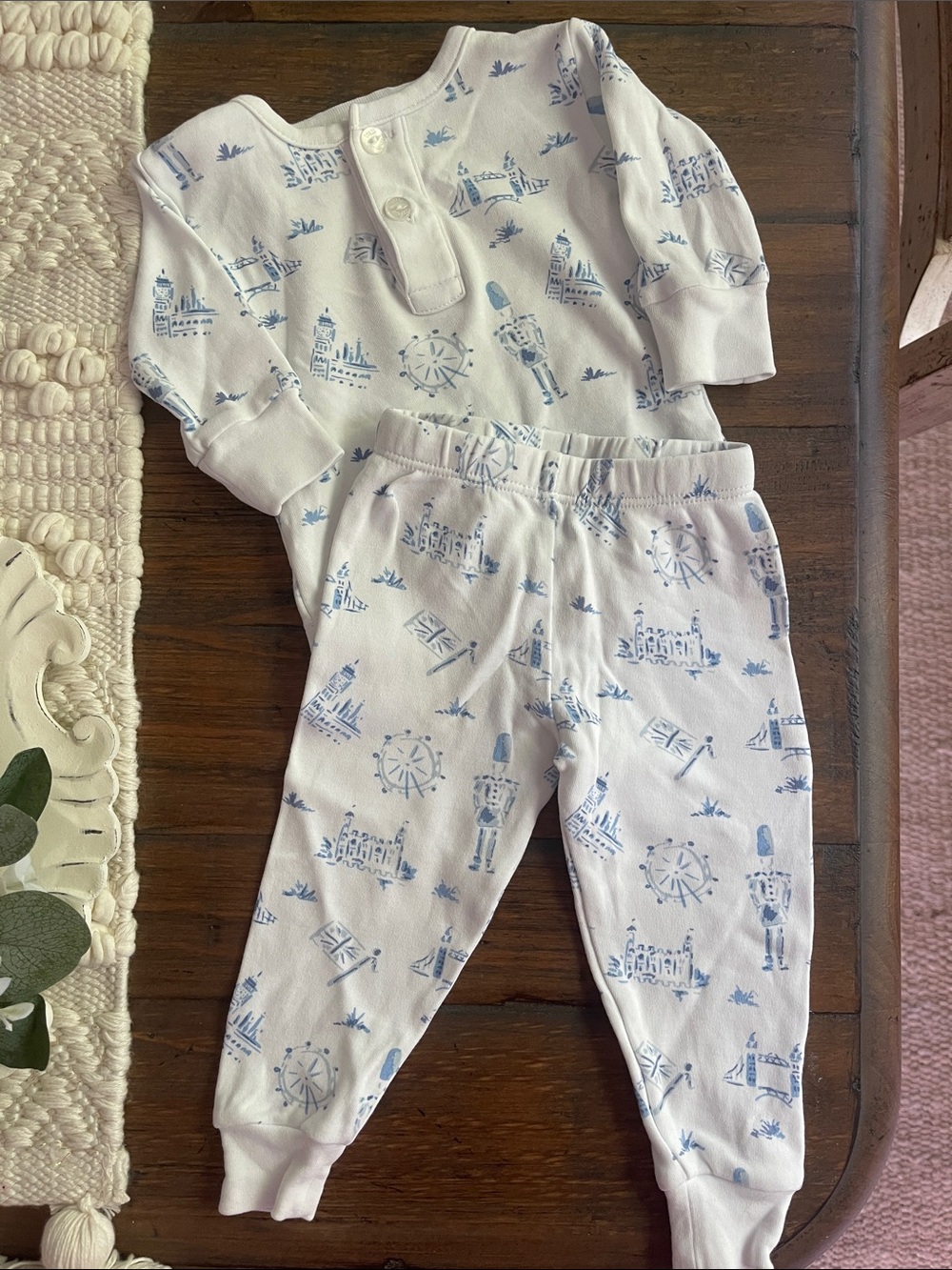 White & Light Blue Set - Soft Cotton Long Sleeve